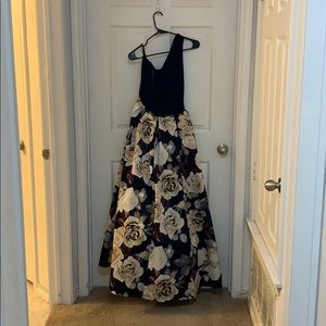 Betsy & Adam Printed Satin Ball Gown